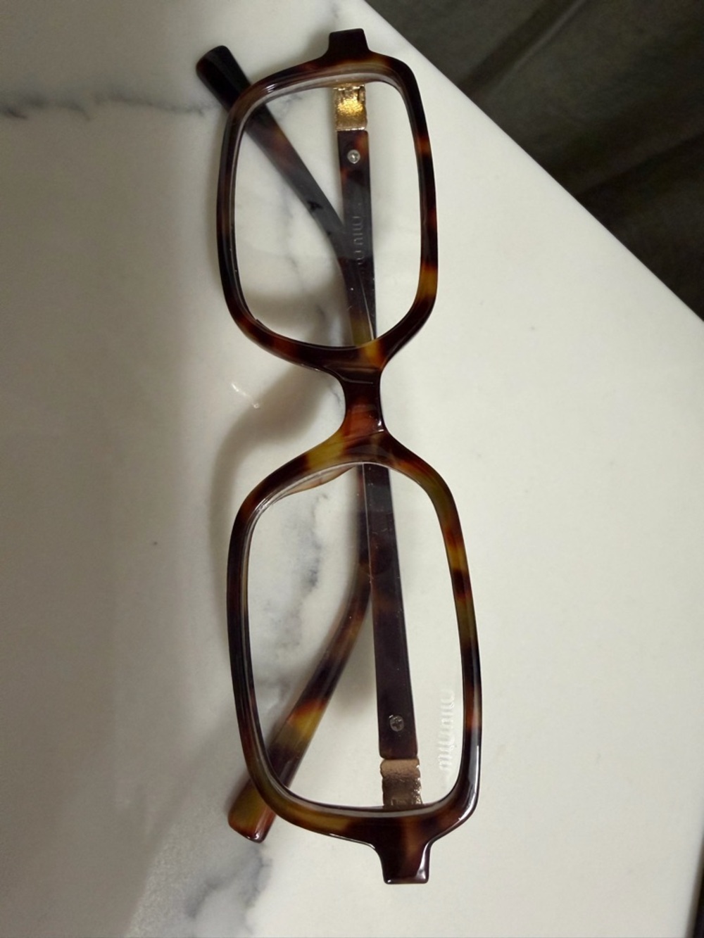 Tortoiseshell Rectangle Reading Glasses miu miu